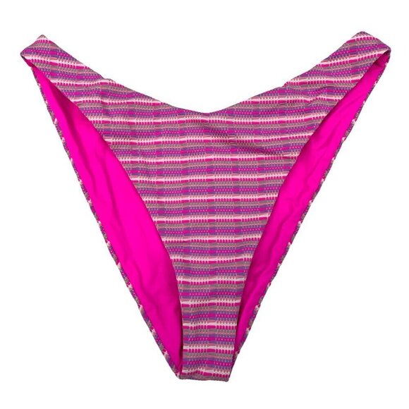 L*Space Women’s Cabana Bikini Bottom Bitsy Cut Multicolor Striped Size XL New - Picture 1 of 10